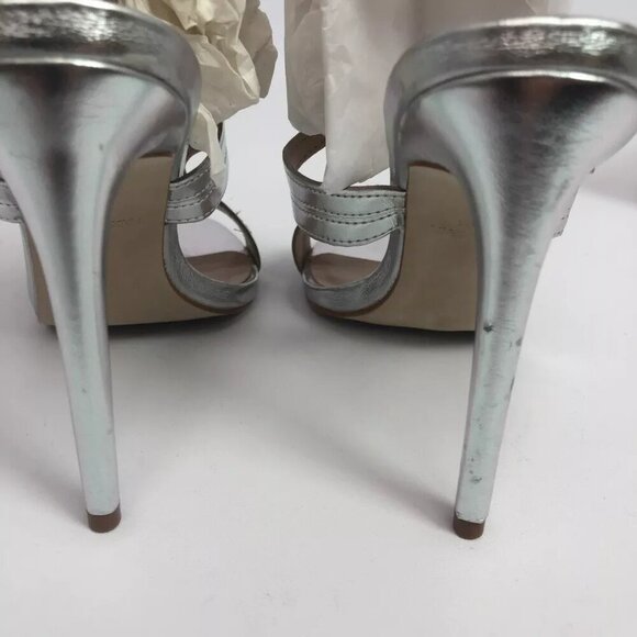 Steve Madden Womens Sidney Dress Sandals Silver Leather 8.5M - Picture 6 of 8